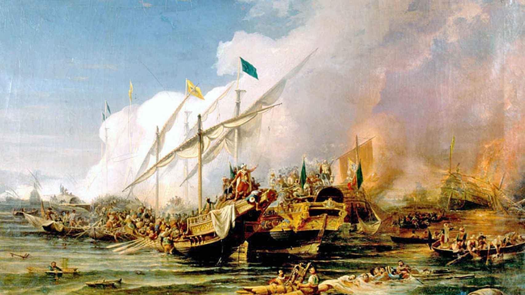 Recreación pictórica de la batalla naval de Préveza