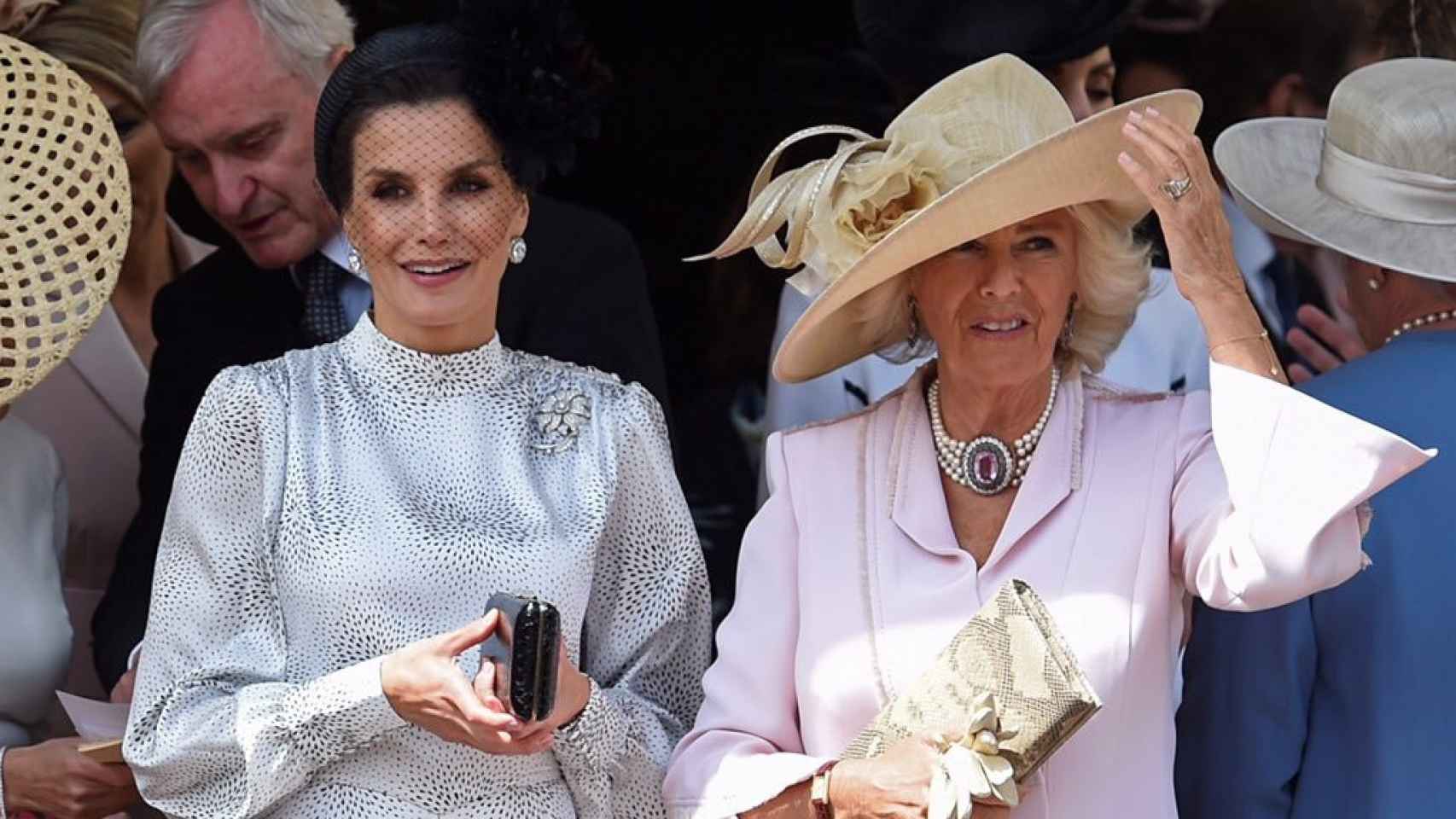 Letizia y Camila Parker Bowles en el Palacio de Windsor, en junio de 2019.
