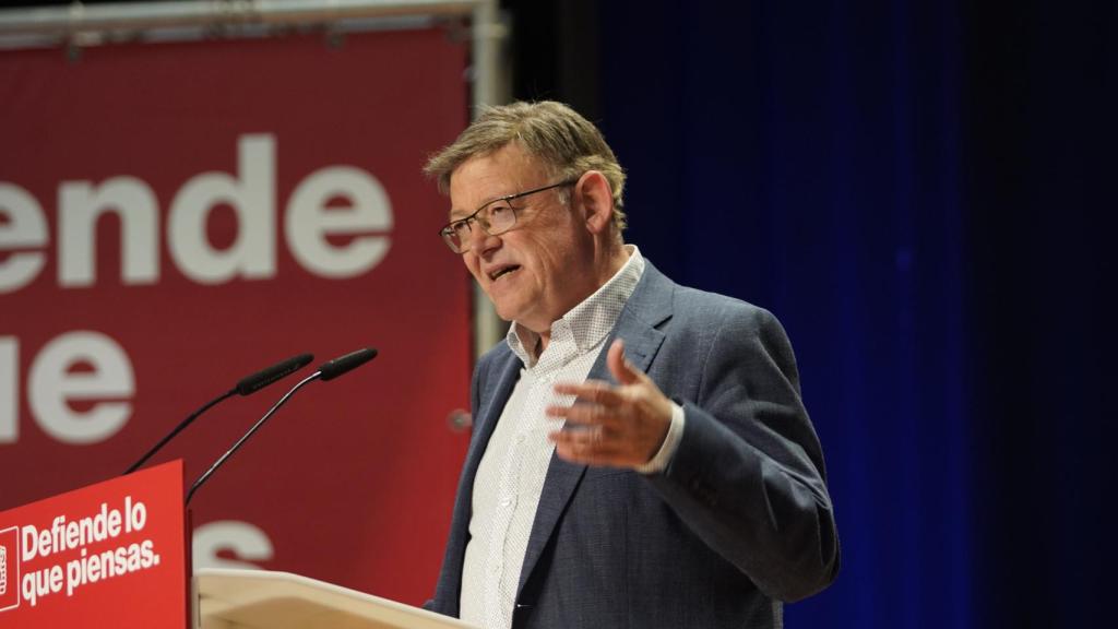 Ximo Puig, durante su intervención en el mitin de Alicante.