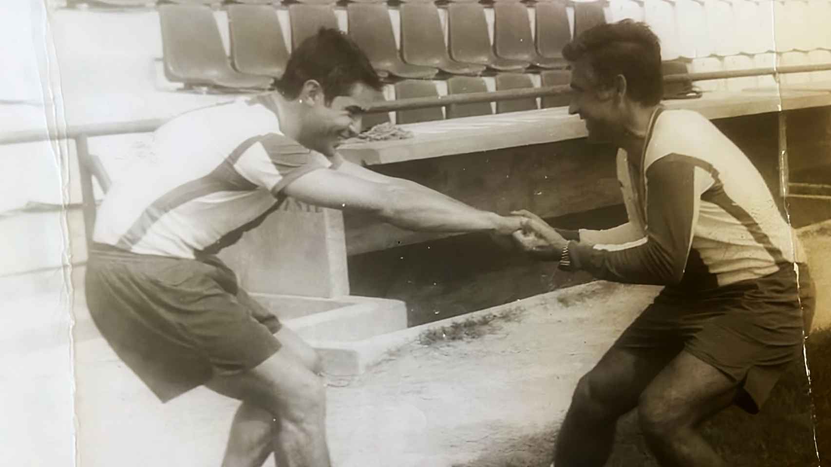 Arsenio Iglesias, derecha, durante su etapa como entrenador del Hércules.