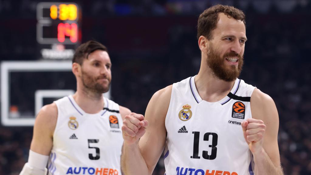 Sergio Rodríguez celebra una acción durante el cuarto partido ante el Partizán.