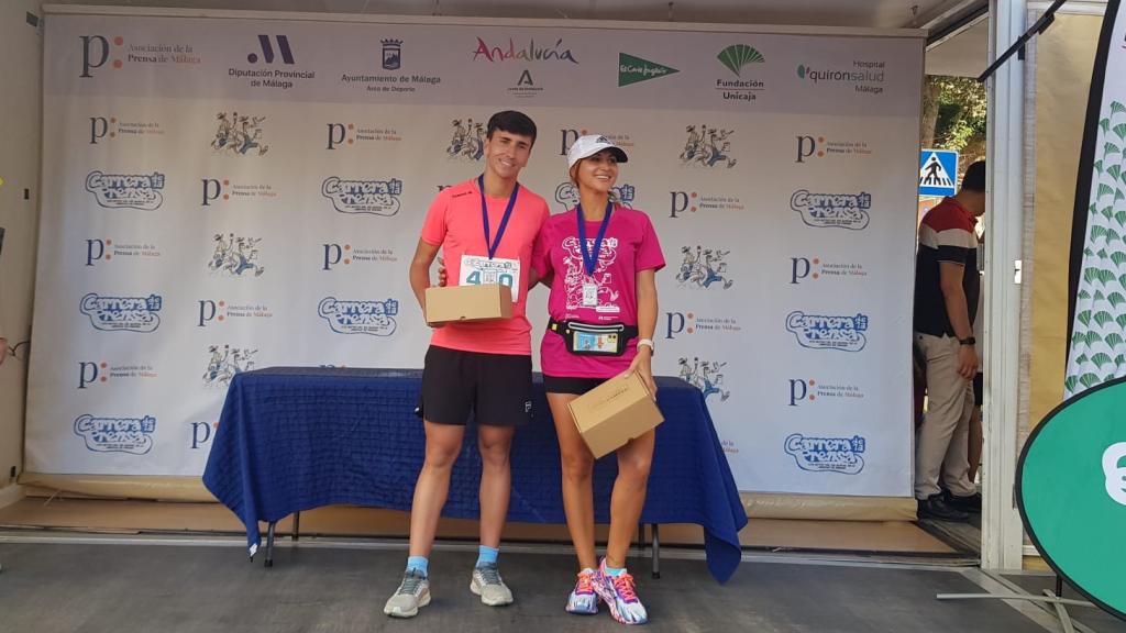 Cristina López y Daniel Núñez, ganadores de la carrera de la prensa.