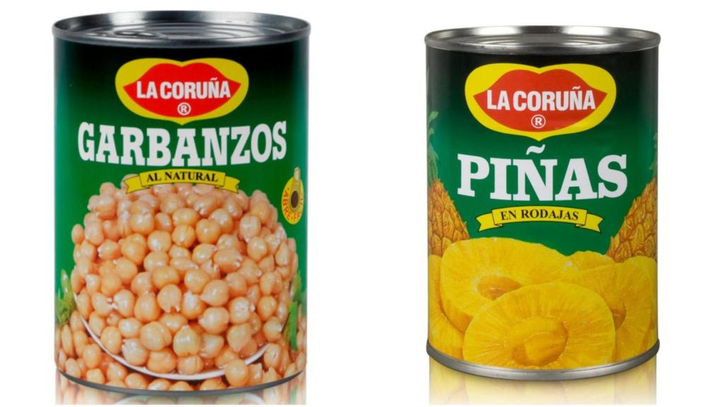 Envases de Garbanzos o Piñas de la marca colombiana La Coruña