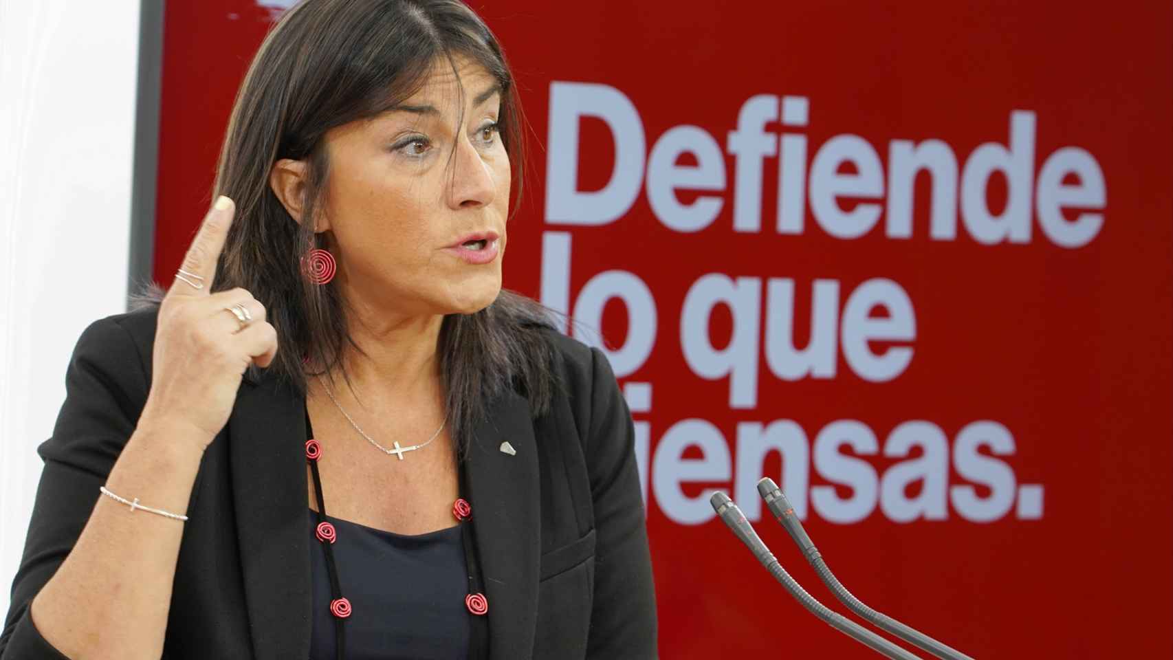 La secretaria de Organización del PSOECyL, Ana Sánchez, presenta en rueda de prensa la campaña electoral de los socialistas del Castilla y León a las elecciones municipales del 28M.