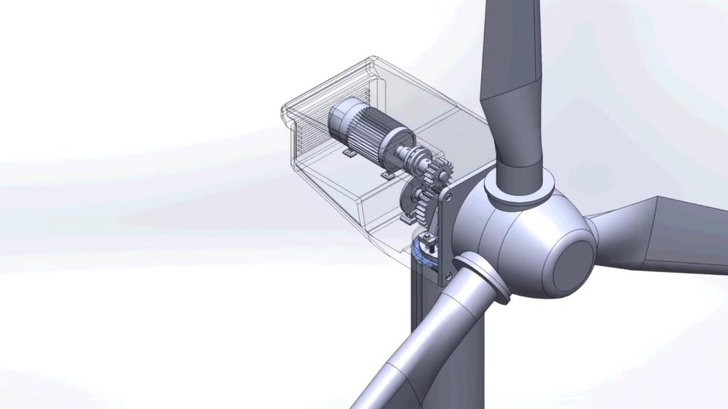 Concepto del aerogenerador con el sistema de aire comprimido.