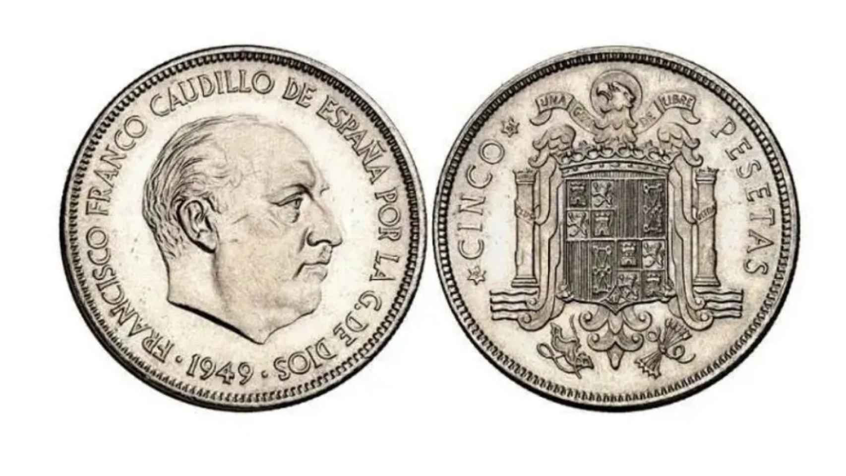 Cinco pesetas de 1949.