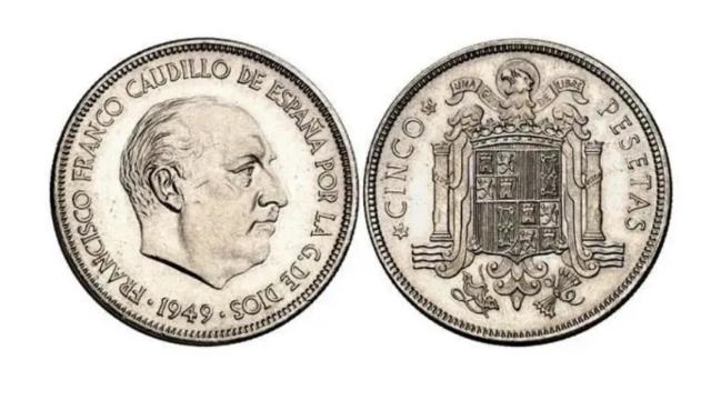 Cinco pesetas de 1949.