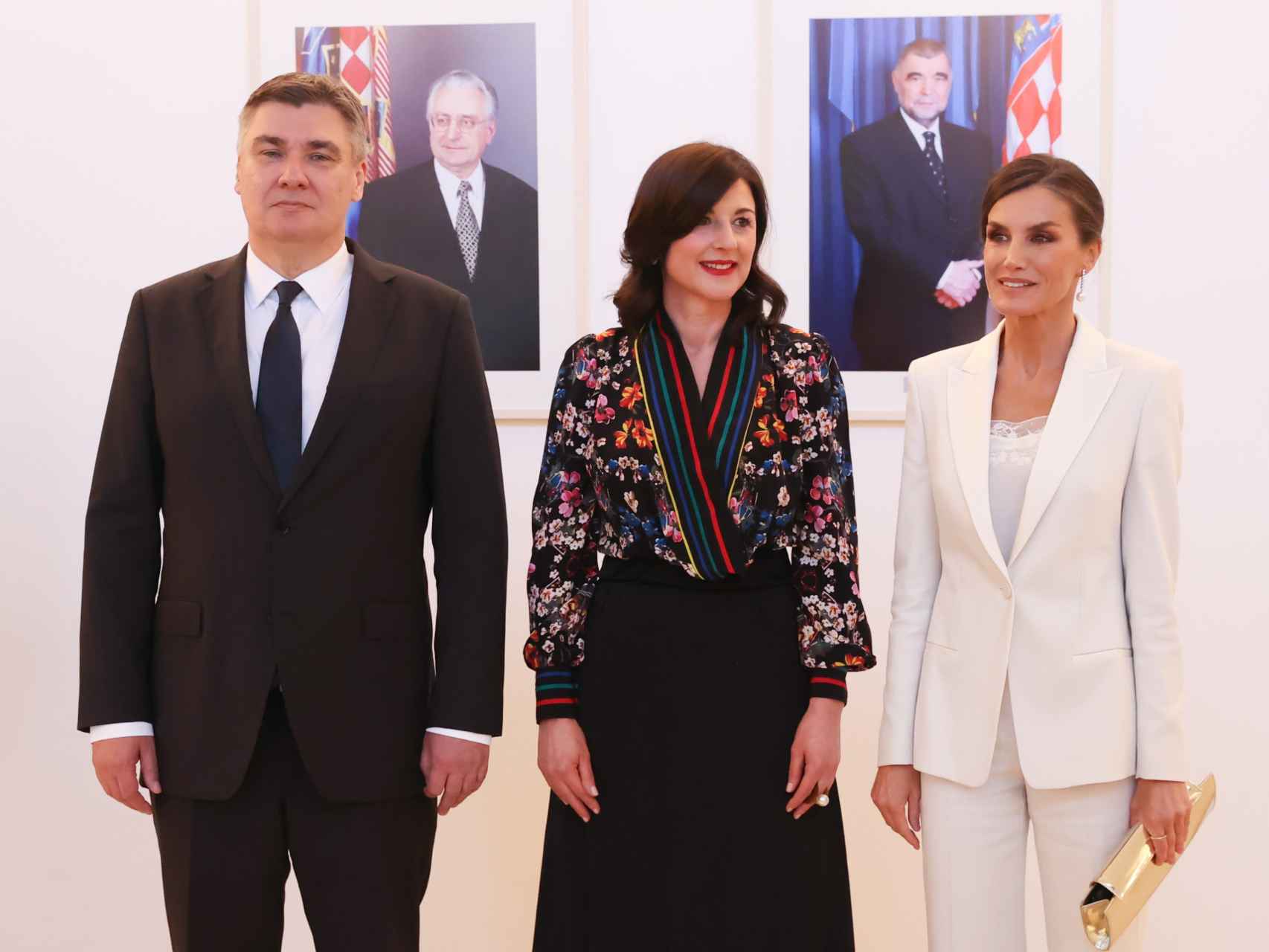 La reina Letizia con el presidente de Croacia y la primera dama.