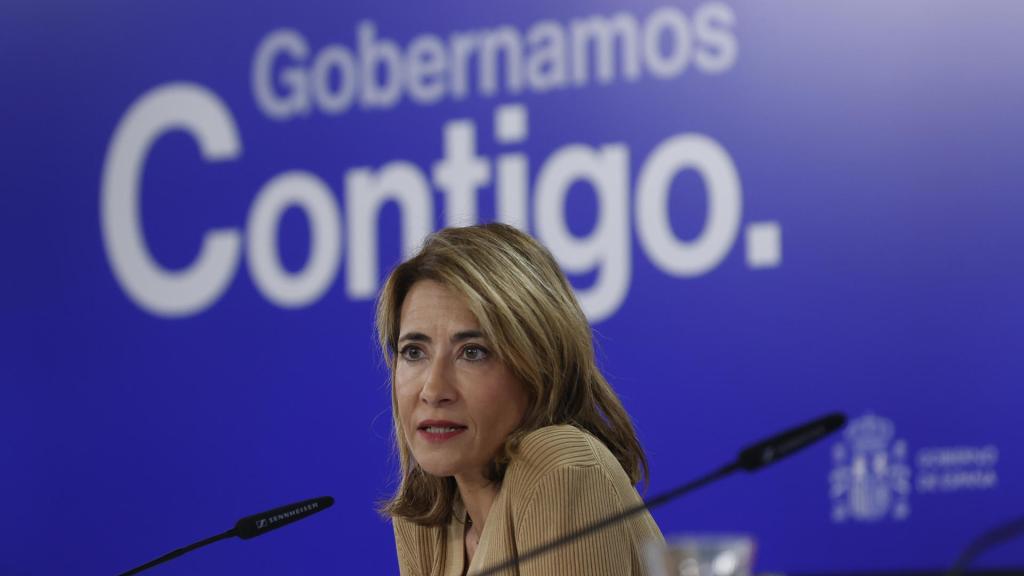 Raquel Sánchez, ministra de Transportes, Movilidad y Agenda Urbana, durante la rueda de prensa posterior al Consejo de Ministros.