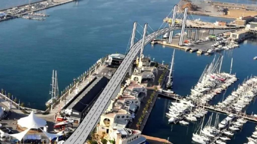 Proyecto de Puente entre las bocanas del Puerto de Alicante que presentó Gabriel Echávarri.