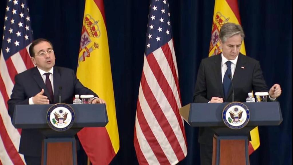 José Manuel Albares, ministro de Exteriores, y Antony Blinken, secretario de Estado, en Washington.