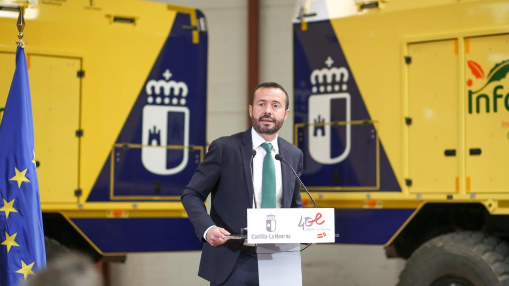 El consejero de Desarrollo Sostenible, José Luis Escudero, durante la presentación de la campaña de prevención y extinción de incendios 2023