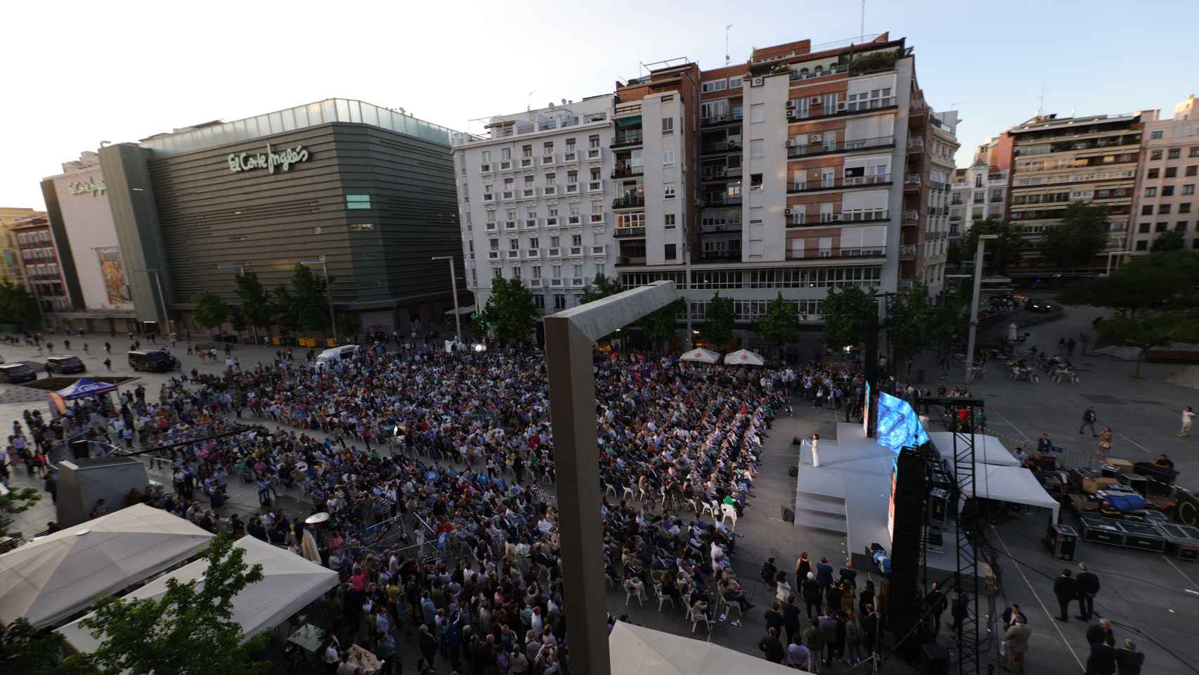 Plaza Felipe II de la capital, en el barrio de Goya, a 11 de mayo de 2023, en Madrid (España).