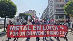 Manifestación del sector del metal este jueves en Vigo.