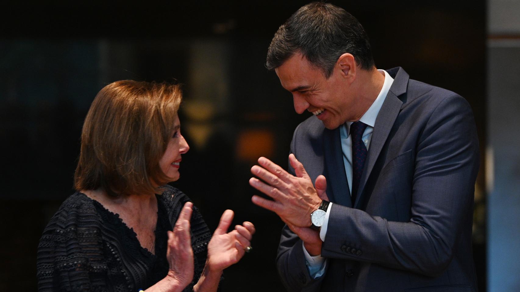 Pelosi y Sánchez durante el evento celebrado este jueves.