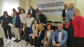 Abogados de Villena pertenecientes al Colegio de Alicante, durante su anuncio de protesta.