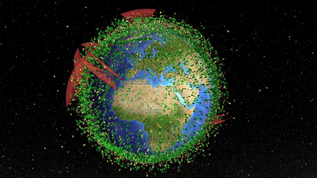 El mapa que muestra la basura espacial.