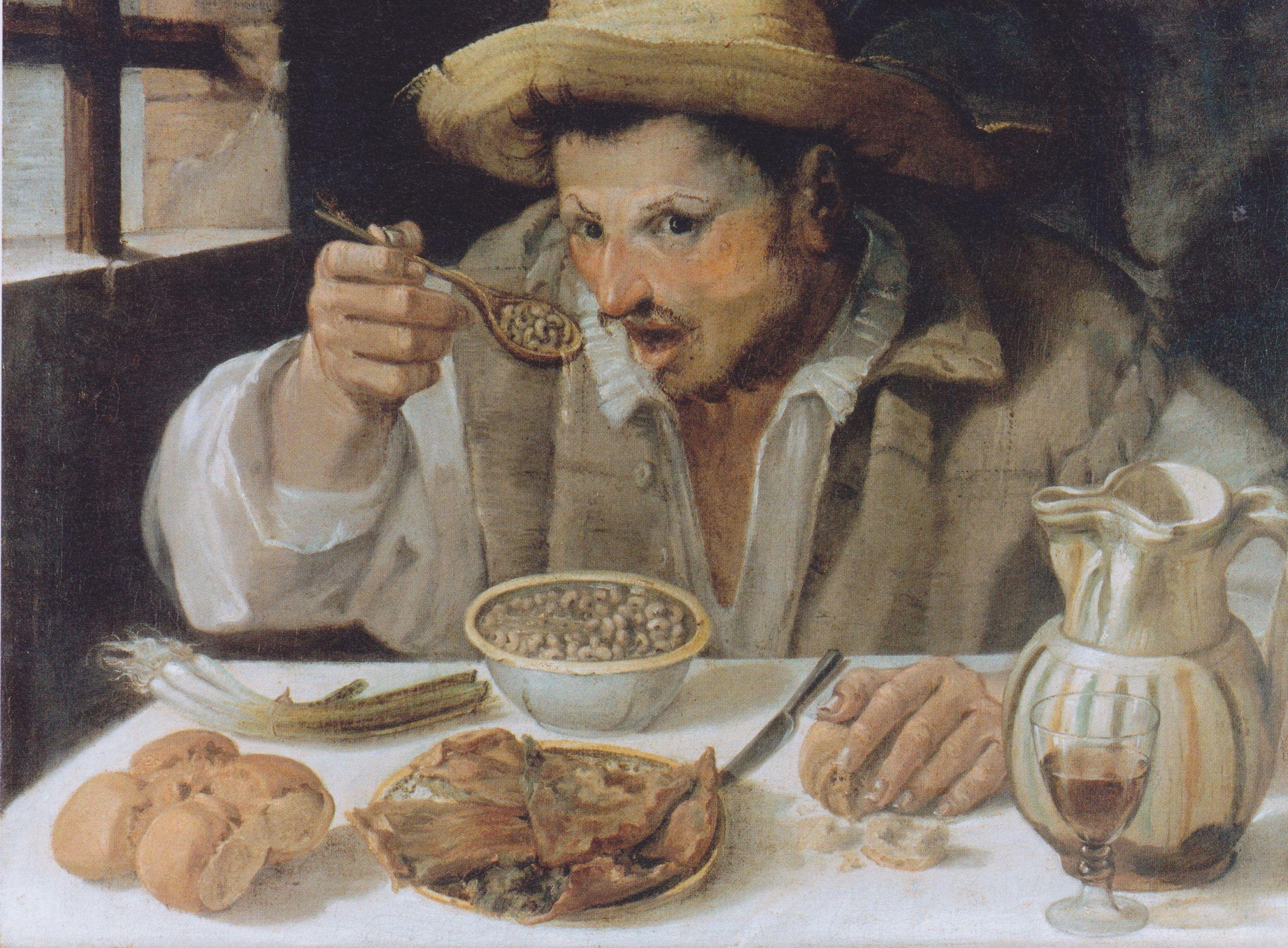 Hombre comiendo judías, lienzo de Annibale Carracci. Foto: Wikipedia