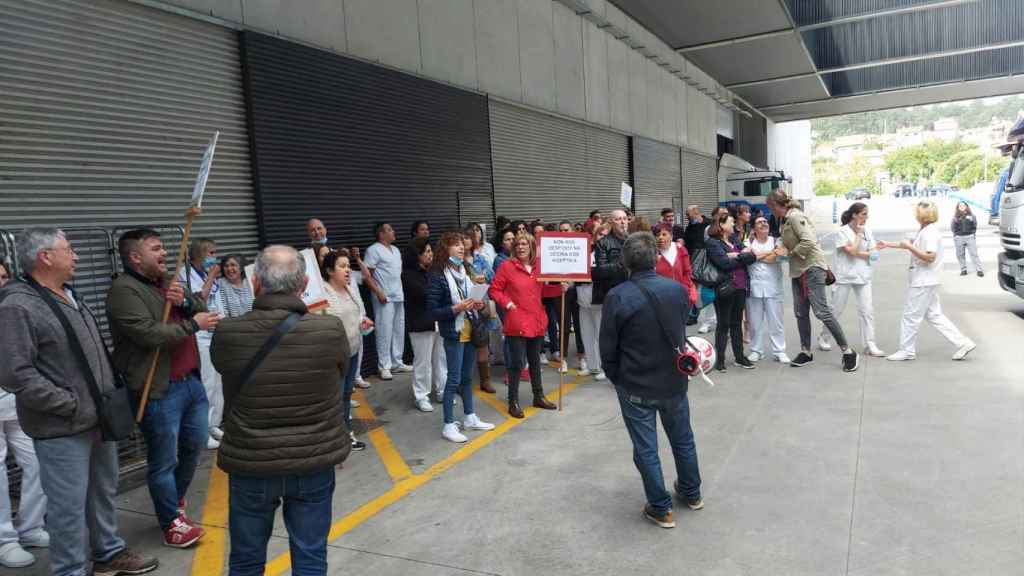 Protestas del personal de cocina de los hospitales de Vigo.