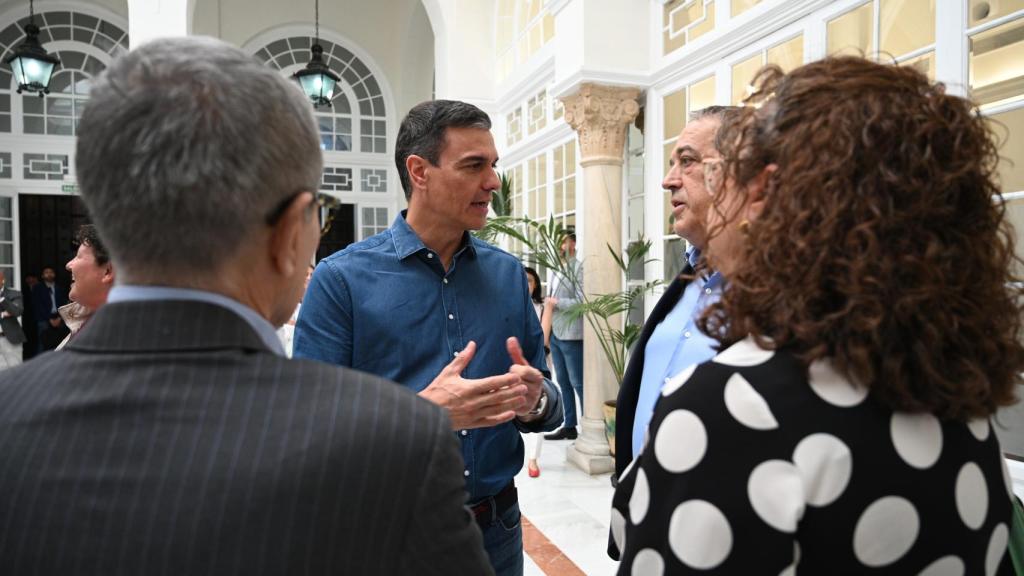 El presidente del Gobierno, Pedro Sánchez, este sábado durante su reunión con representantes de la lucha contra el cáncer.