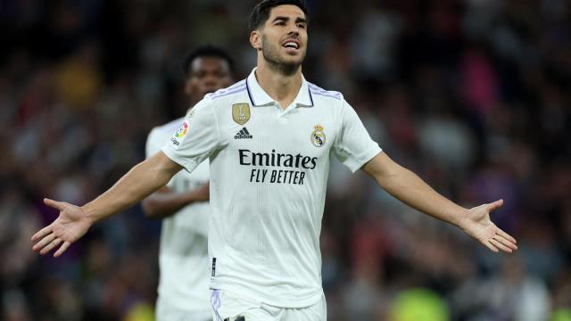 Marco Asensio, celebrando un gol con el Real Madrid en la temporada 2022/2023