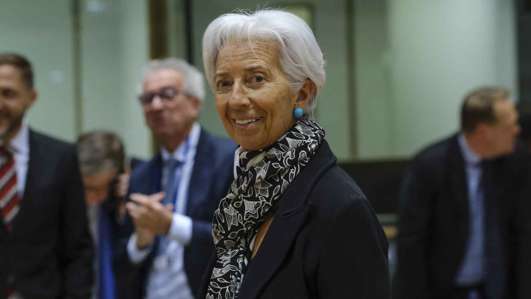 La presidenta del BCE, Christine Lagarde, durante la reunión del Eurogrupo de este lunes en Bruselas