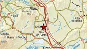 Terremoto registrado en Sandiás (Ourense).