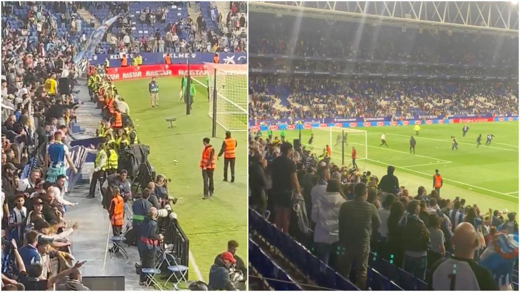 Las imágenes del comienzo de la invasión de campo en el RCDE Stadium