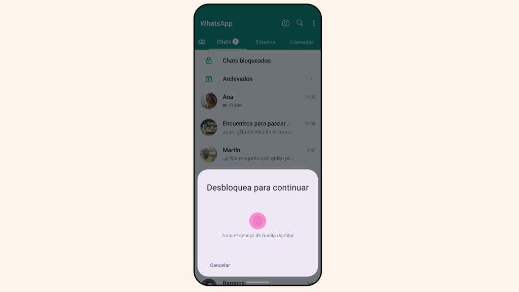 Desbloqueo de chats de WhatsApp