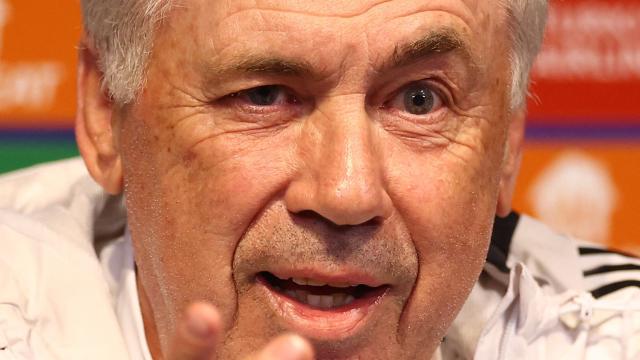 Carlo Ancelotti, en rueda de prensa de la Champions League con el Real Madrid