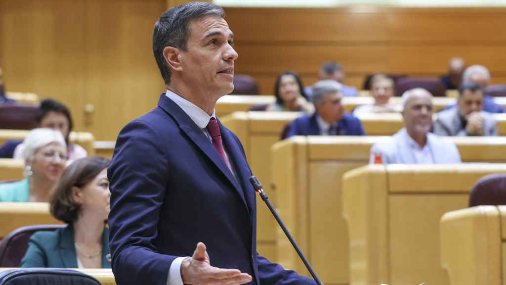 El presidente del Gobierno, Pedro Sánchez, este martes en el Senado.