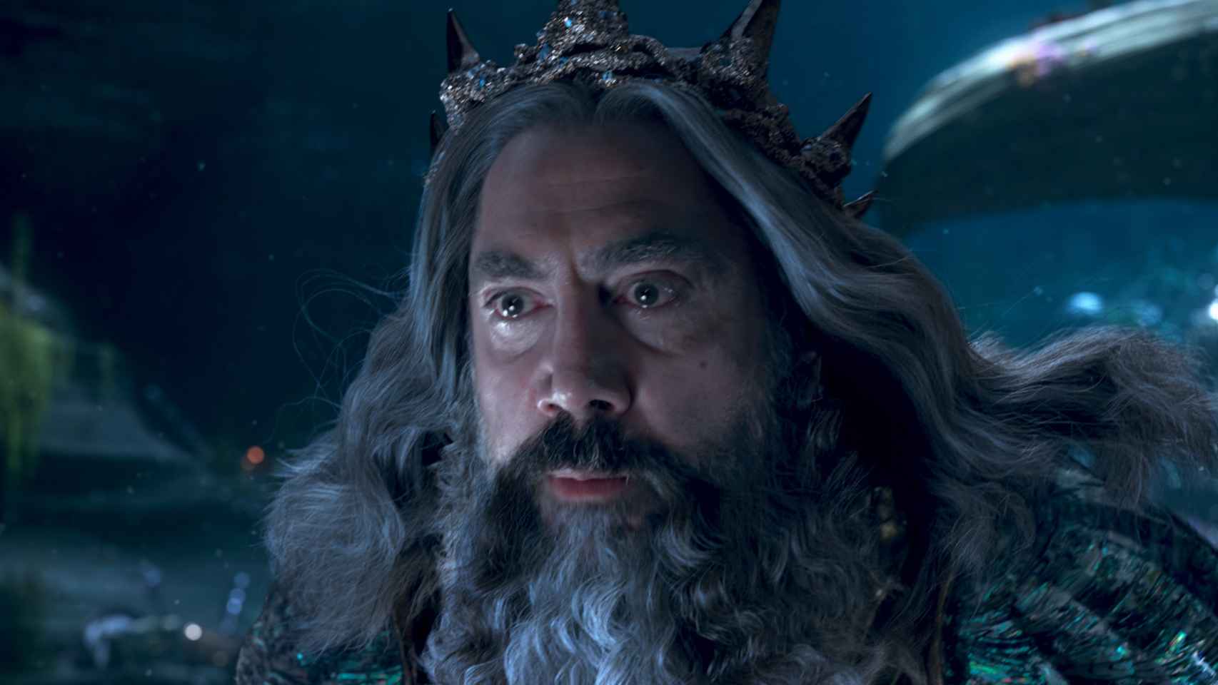 Javier Bardem como Tritón en 'La sirenita'.