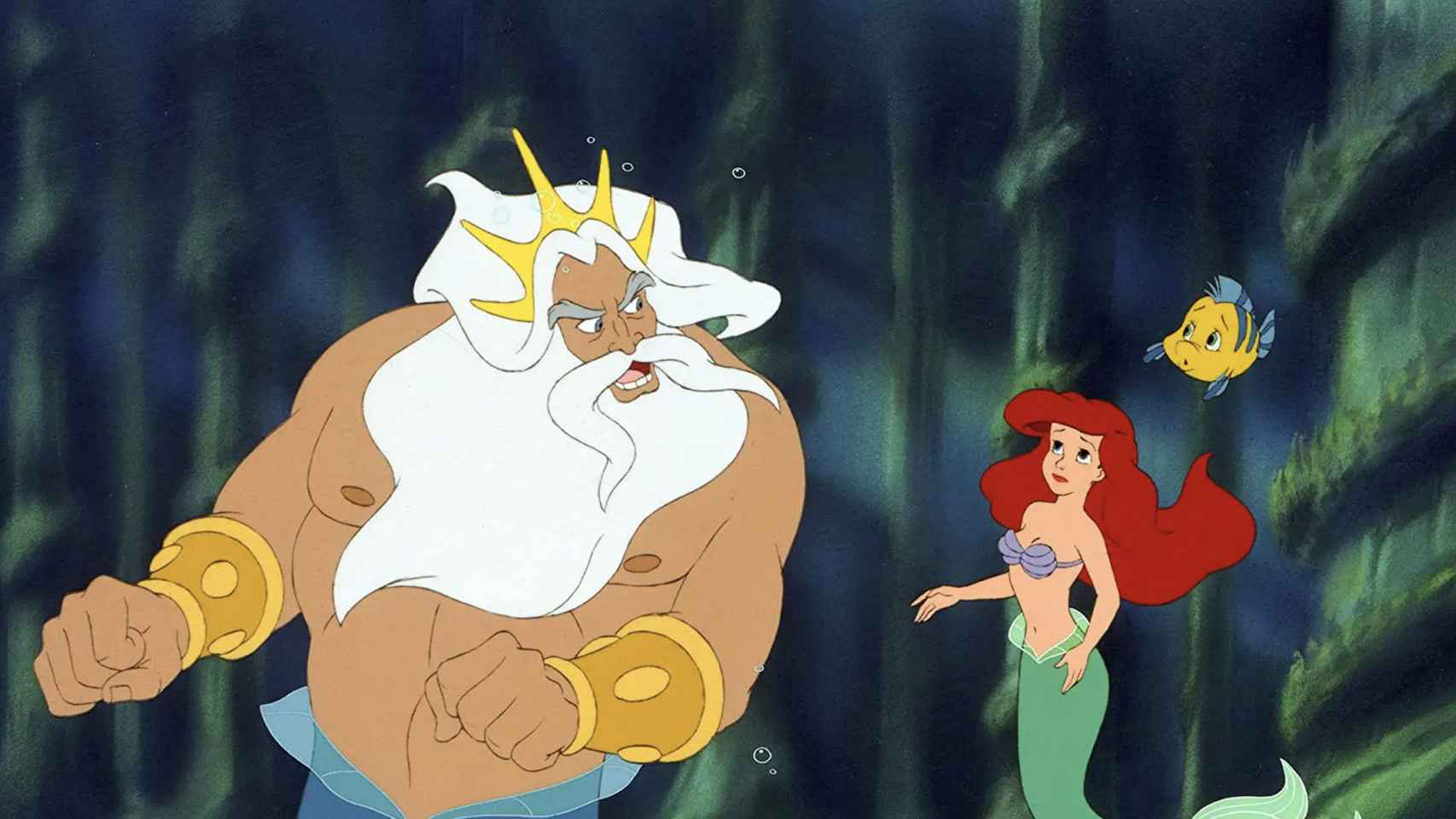Ariel y su padre en la película de animación.