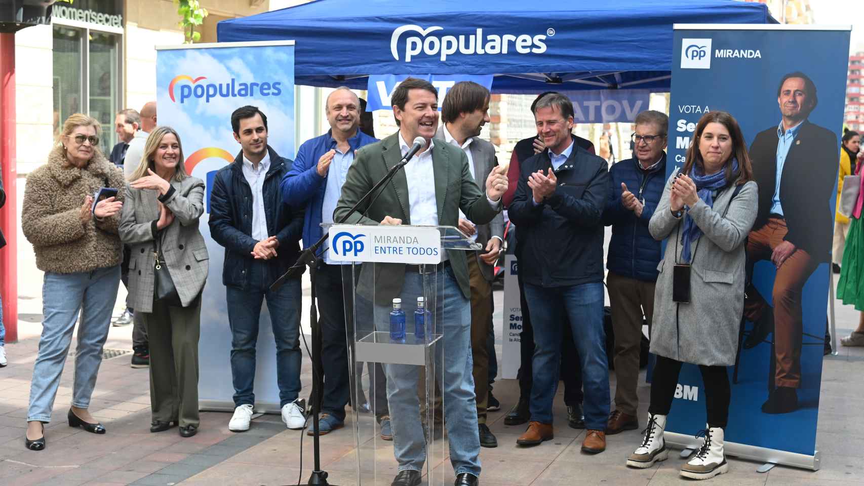 El presidente de la Junta, Alfonso Fernández Mañueco, durante su intervención de este miércoles en el municipio burgalés de Miranda de Ebro.