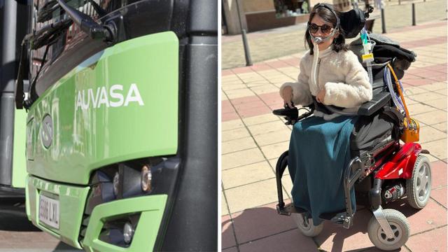 Ana Fernández y un autobús de Auvasa