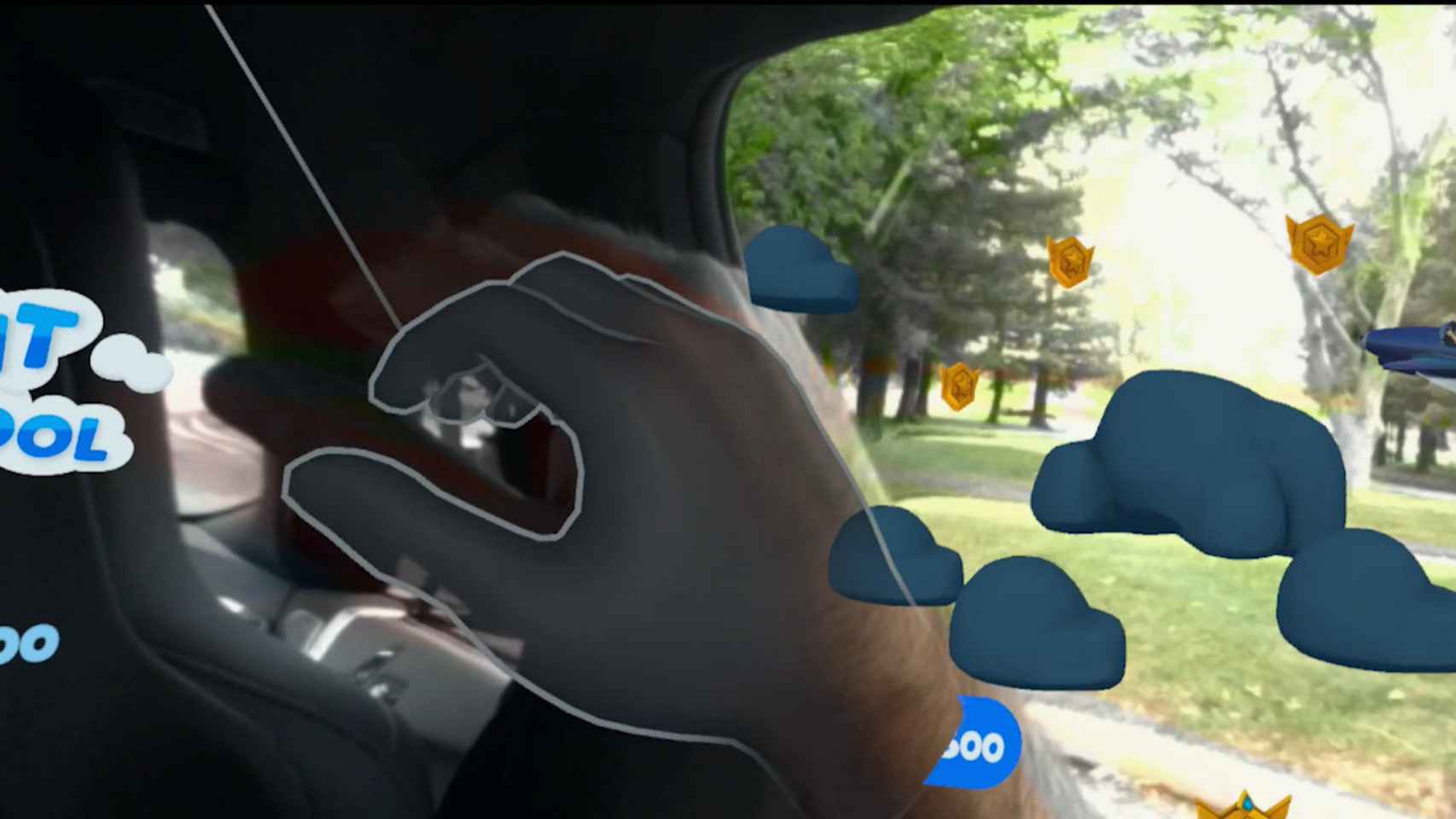 Un juego de realidad aumentada en el coche.