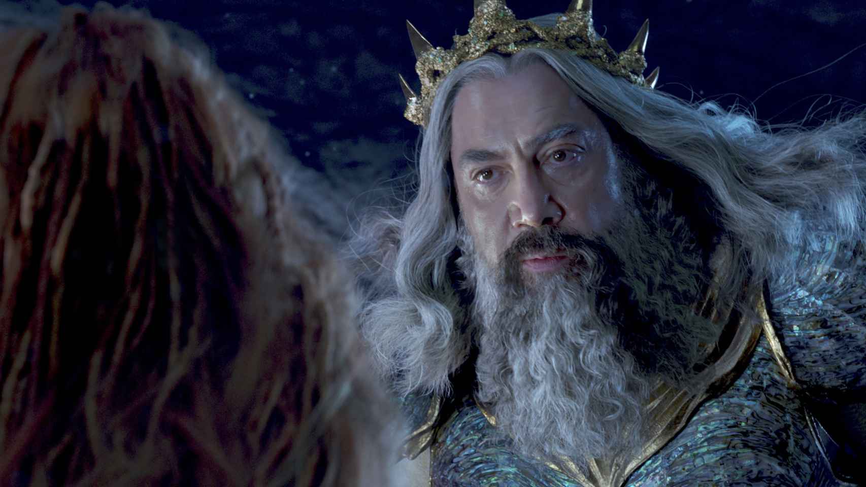 Javier Bardem como el rey Tritón.