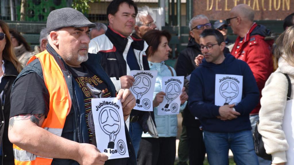 Concentración de los trabajadores de transporte en Valladolid