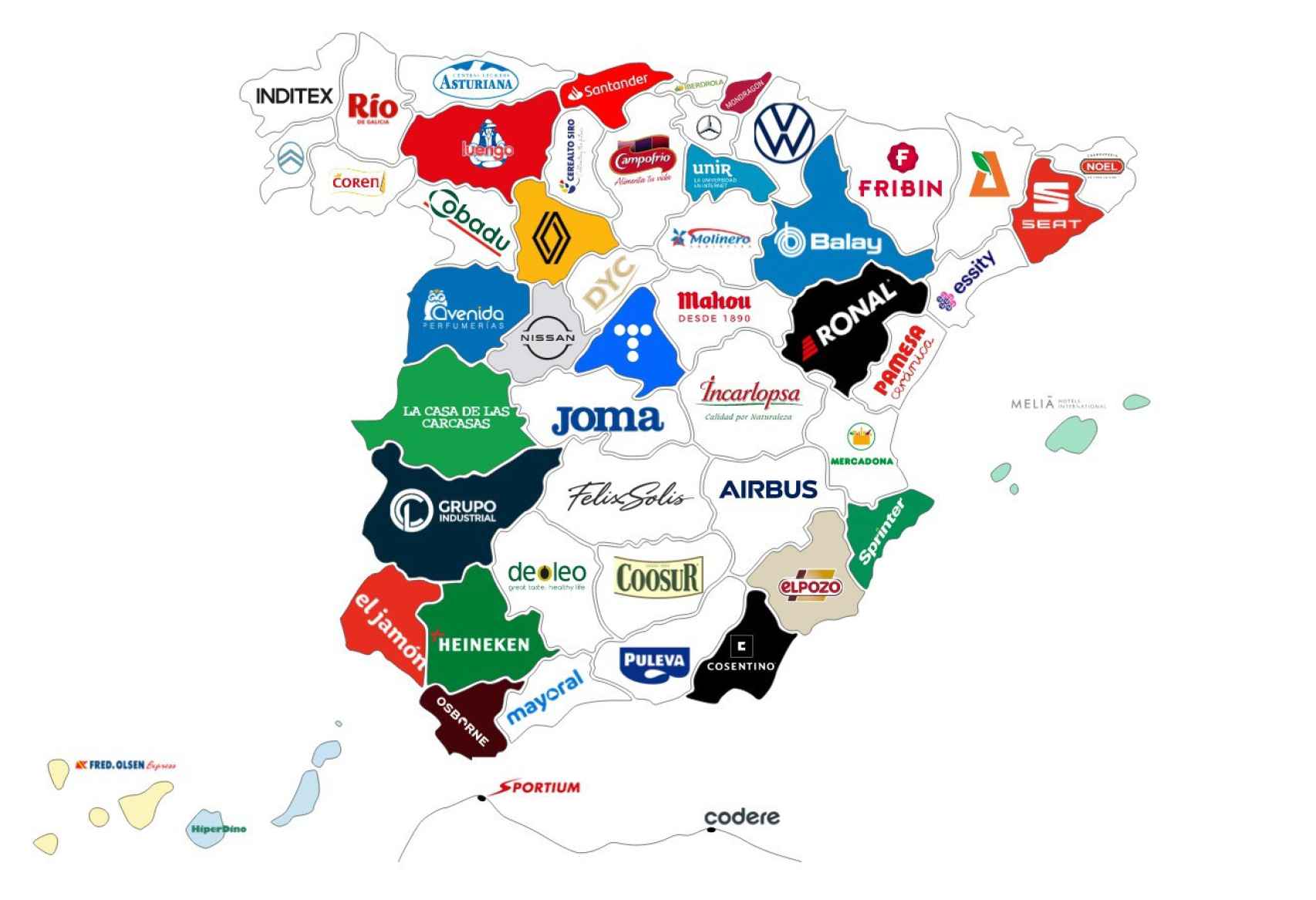 Las empresas más importantes de cada provincia de España.