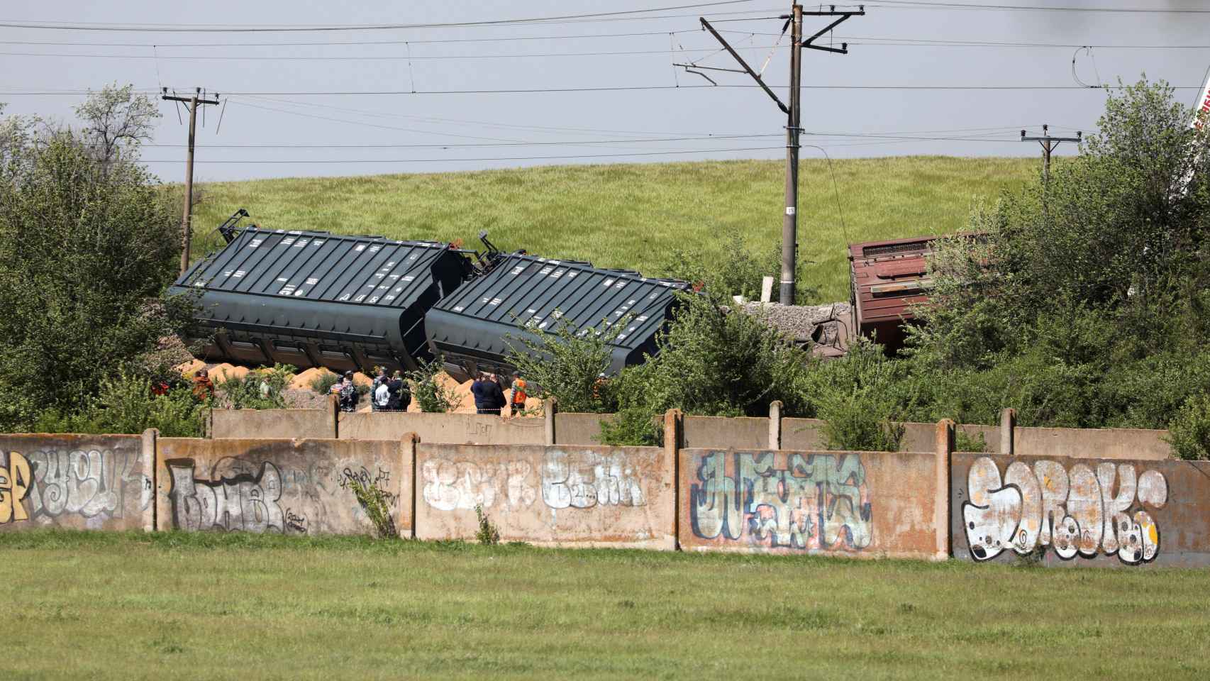 Tren descarillado en Crimea.