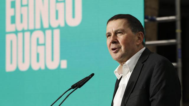 El líder de EH Bildu, Arnaldo Otegi, participa este jueves en un acto de los aberzales en Agurain.