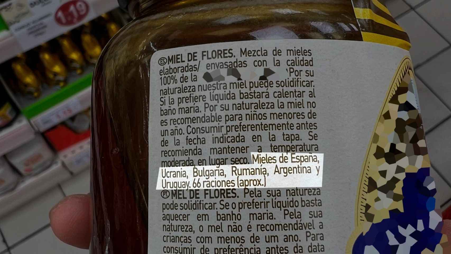 Ejemplo de etiquetado de la miel.