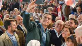 Pedro Sánchez en un mitin del PSOE de Valladolid