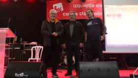 Francisco Guarido, Cayo Lara y Miguel Ángel Viñas en la Fiesta de IU Zamora 2023