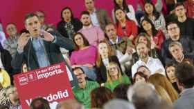 El presidente del Gobierno, Pedro Sánchez, este domingo en Valladolid, en un acto del PSOE.
