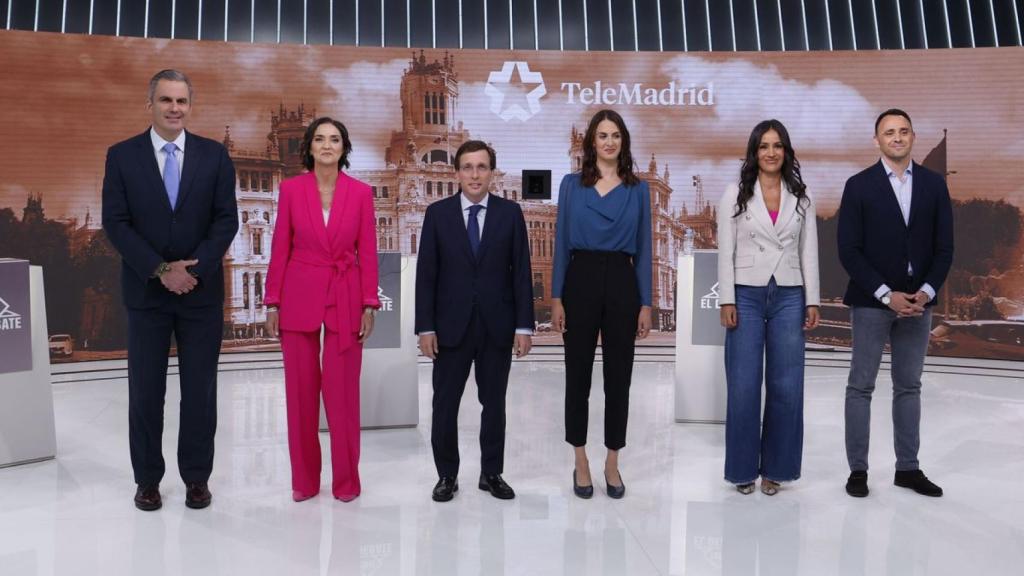 Los seis candidatos a la Alcaldía, en el debate de Telemadrid.