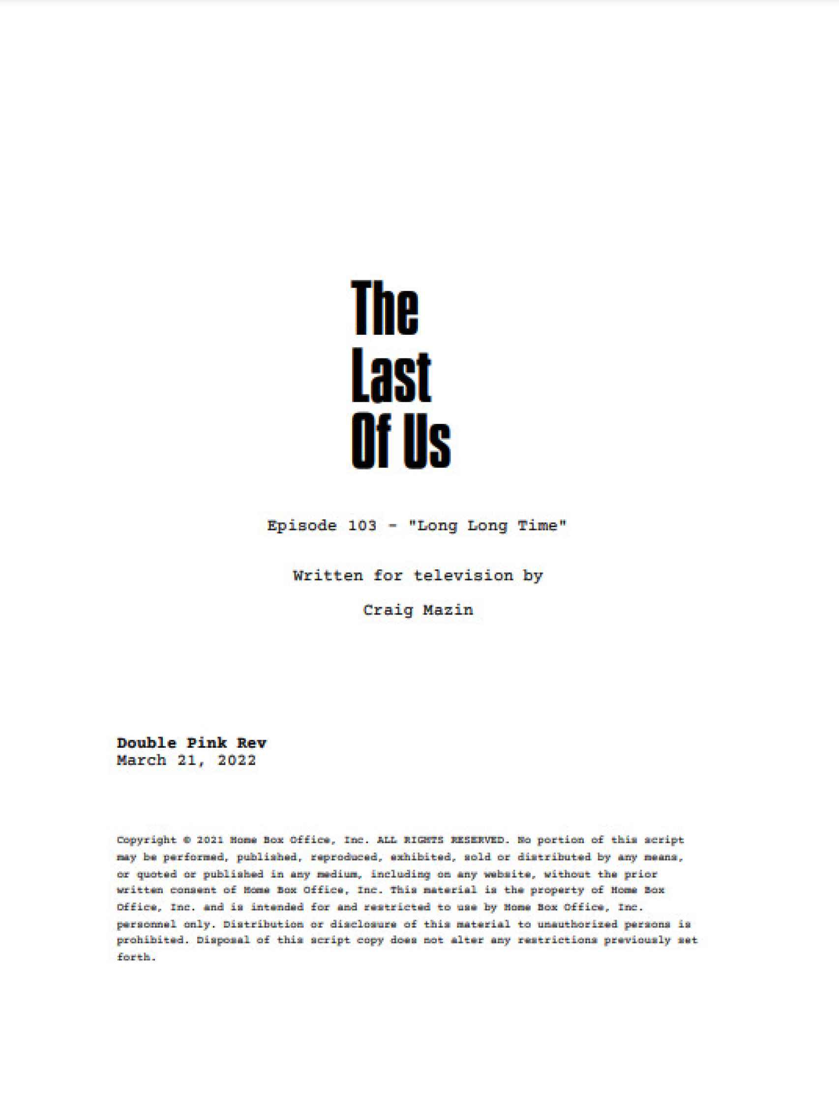 Imagen de la portada del guion del episodio 1x03, titulado 'Mucho mucho tiempo'.