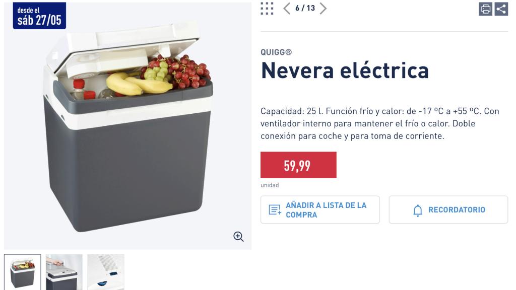 Nevera eléctrica.