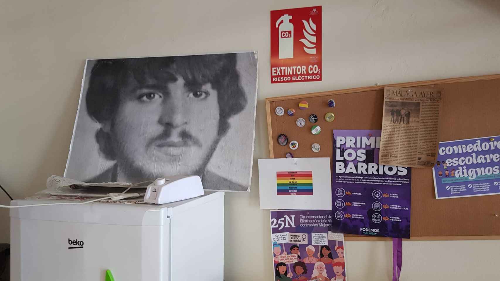 Imagen de Caparrós en la sede de Podemos.