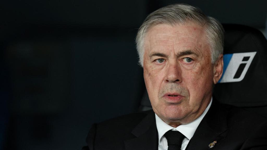 Carlo Ancelotti, en el banquillo del Santiago Bernabéu